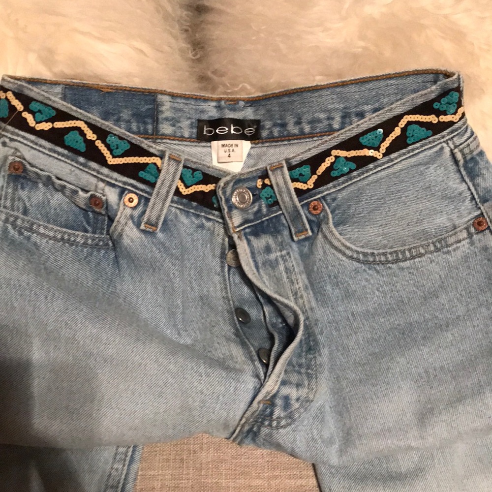 Bebe beaded sequin Levi 501 jeans - Picture 2 of 11